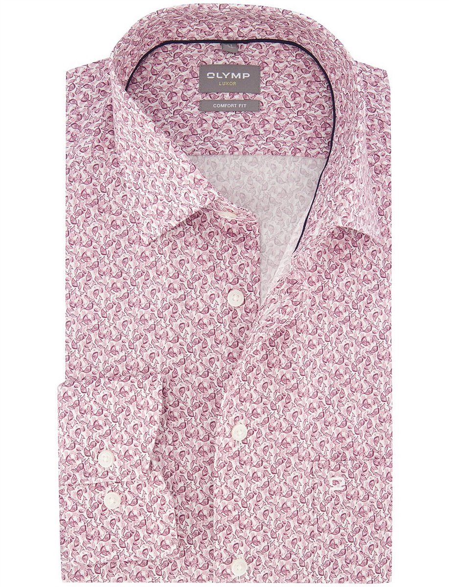 Roze wit OLYMP overhemd met print