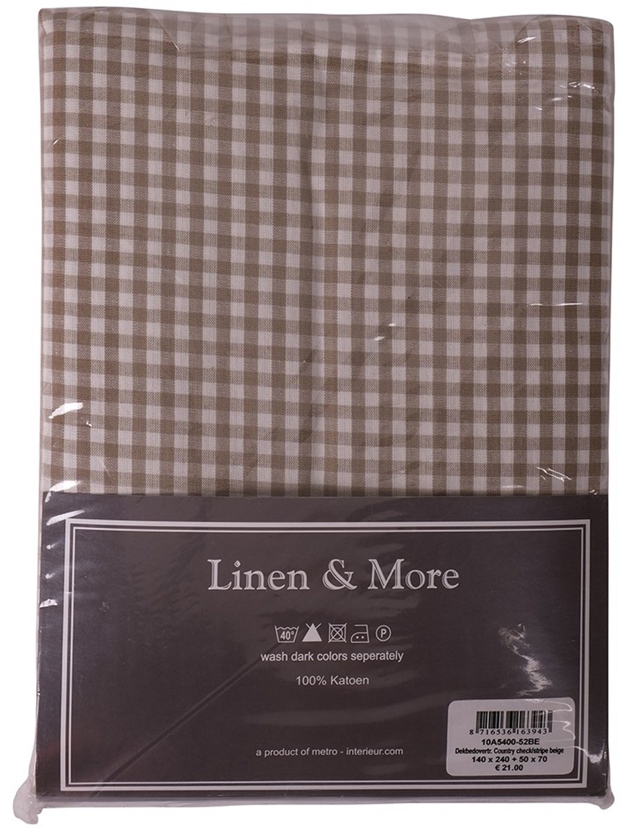 Country Ch/Str Dekbedovertrek beige 140x240cm
