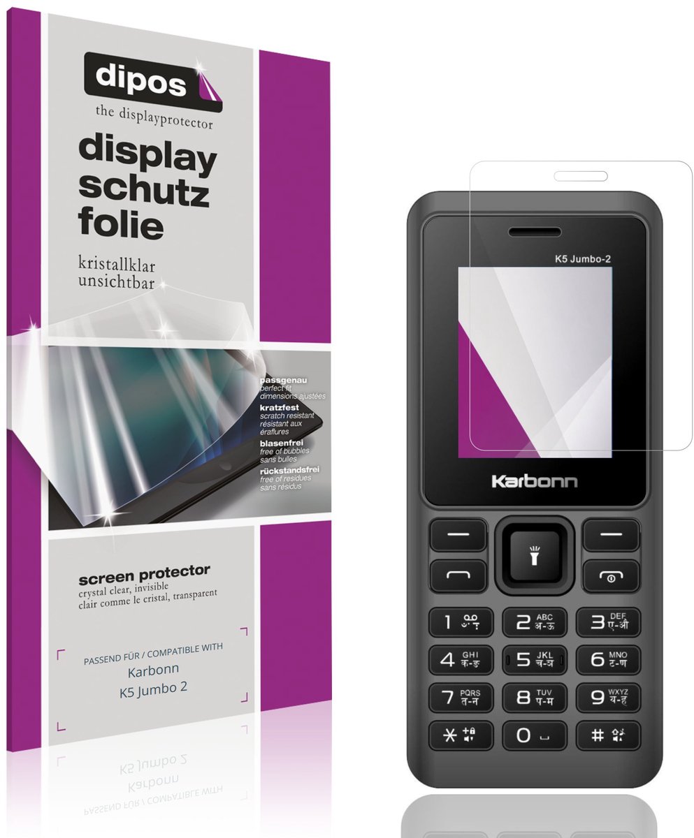 dipos – 4x Beschermfolie geschikt voor Karbonn K5 Jumbo 2 | Krasbestendige & heldere Screenprotector Ultra-Thin
