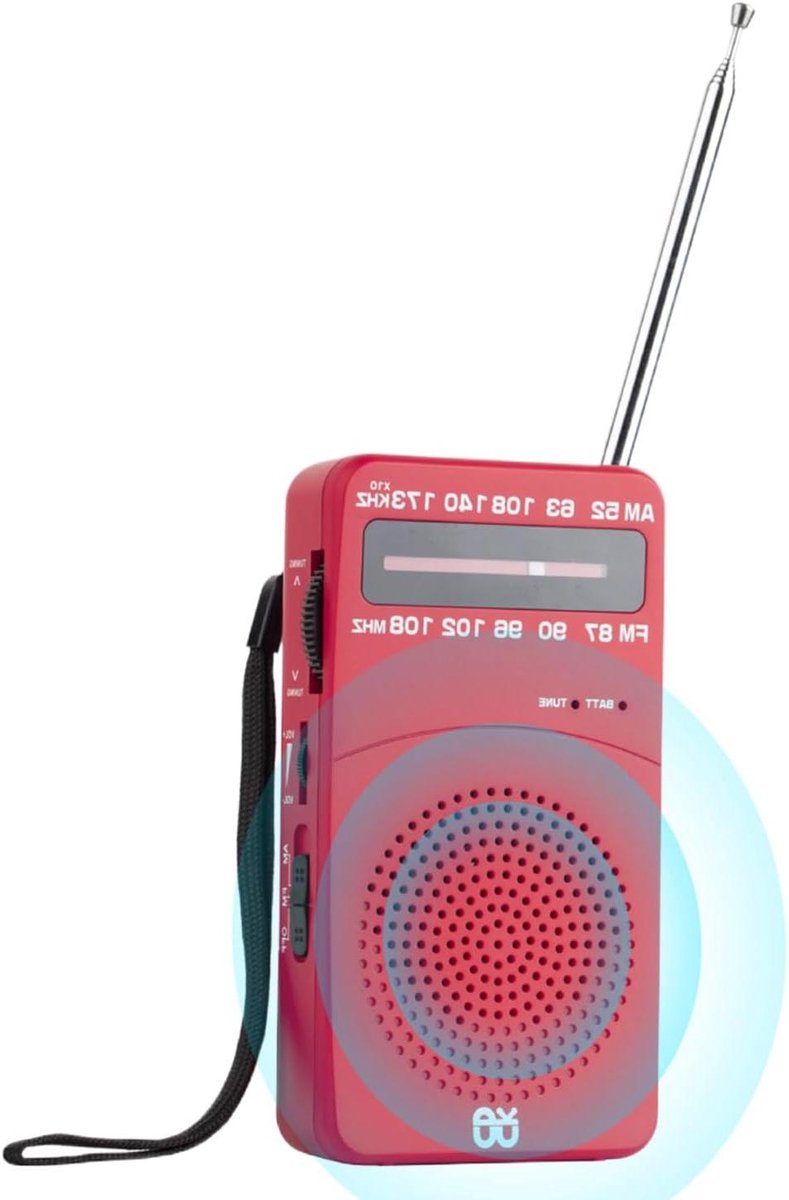Draagbare Radio - Noodradio Ontvanger - Noodsituaties En Reizen - Stabiele Ontvangst - Compact Formaat - Rood