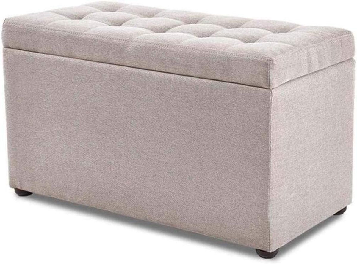 Opbergkruk Ottomaans - Zitopslag voetenbank - Ruimte Organiseren - Verborgen Opbergruimte - 60 x 30 x 35 cm - Beige