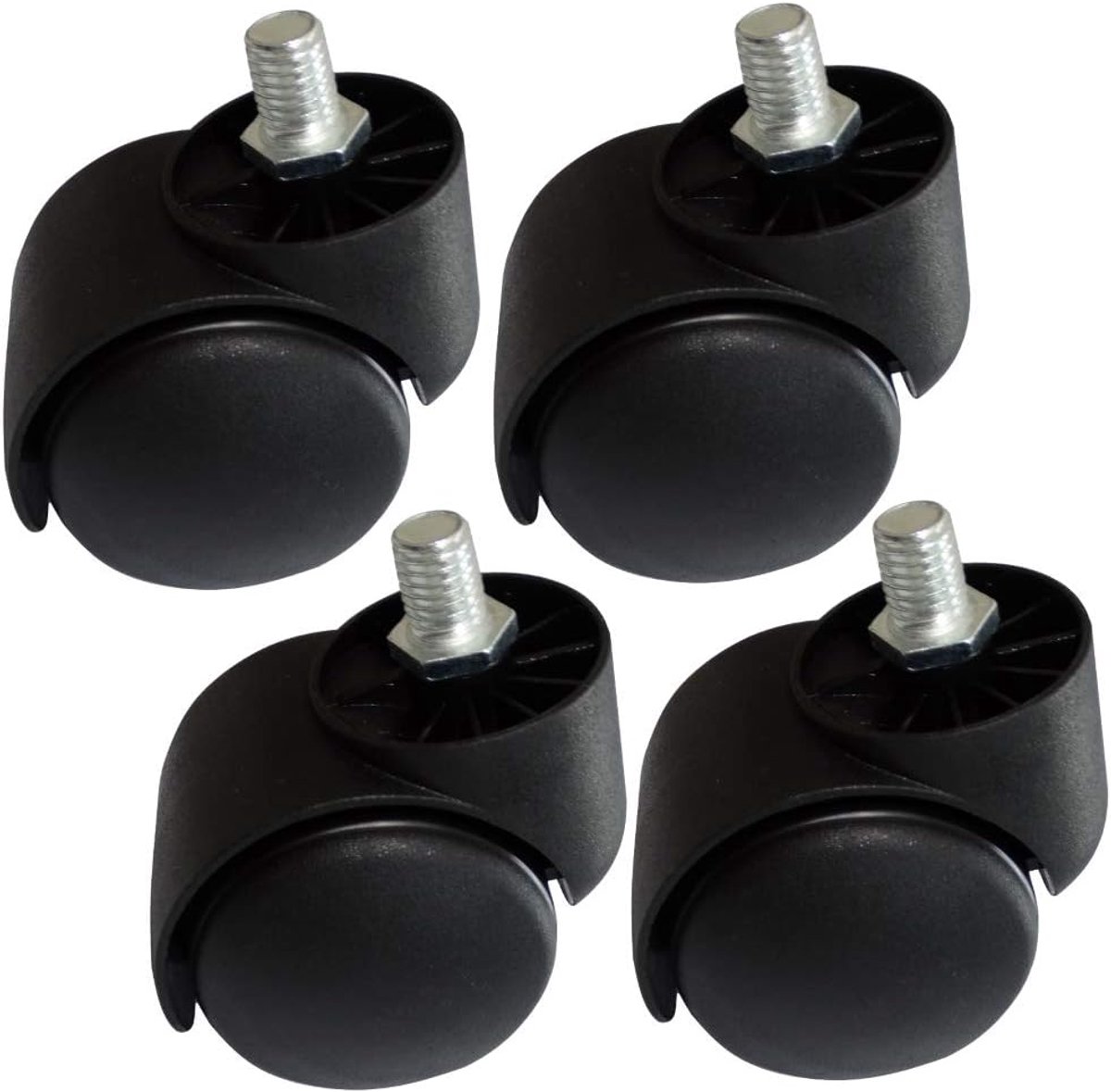 SnelShoppen - 4 Rollen Meubelwieltjes - Draaibare Zwenkwielen 50 mm - Hoogte 60 mm - Draagvermogen 40 kg - M10 Draadstang - Perfect voor Meubels, Tuin