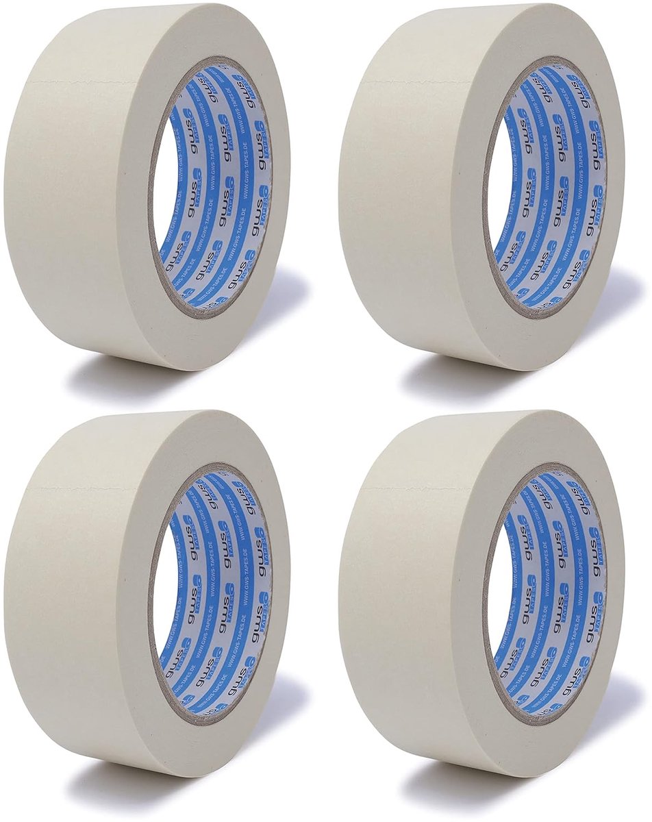 SnelShoppen - 4 Rollen Masking Tape - Crepe Tape voor Precisie Maskeren bij Schilderen - 38 mm x 50 m - Ideaal voor Klussen en Decoratie