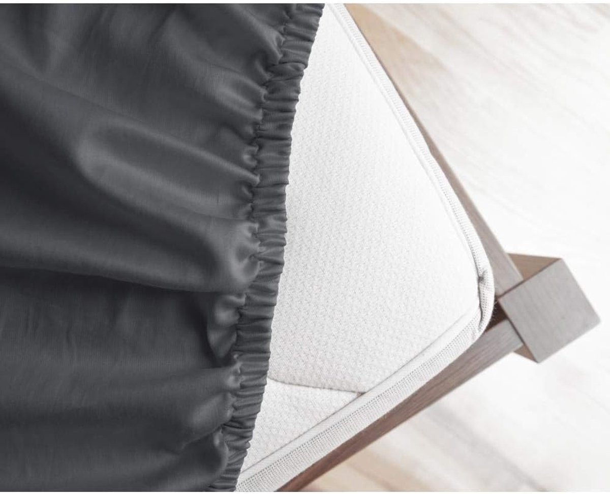 SnelShoppen - Fitted Sheet 100% Katoen-Satijn, Zijdezacht en Kreukvrij, Perfecte Pasvorm voor Standaard Matrassen tot 30cm, Antraciet, 70 x 200 cm, Id