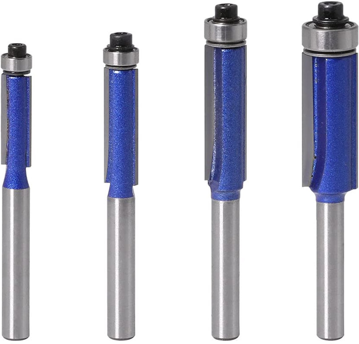 SnelShoppen - 4x Houtfrezen 6mm Schacht, Tungsten Carbide Rechtse Frees met Bovenlager voor Houtbewerking, Precisie Freesmachines voor Meubelmakerij