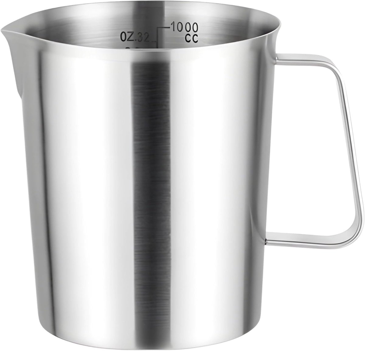 SnelShoppen - Maatbeker Roestvrij Staal 1000 ml - Vaatwasmachinebestendig - Ergonomische Handgreep - Schenktuit - Duidelijke Schaalmarkeringen - Perfe