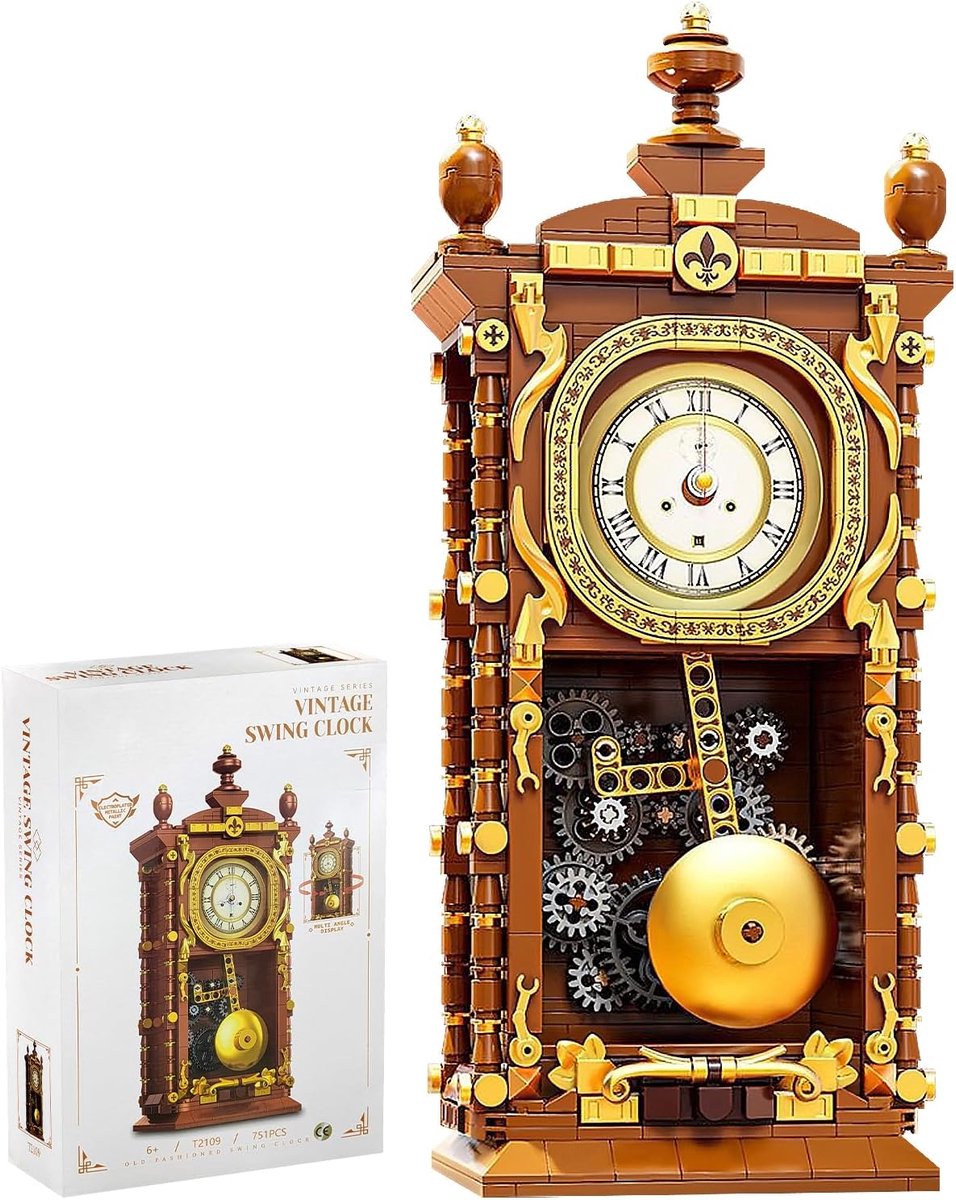 SnelShoppen - Vintage Wandklok in Klassieke Stijl, 751 Delen, Mechanische Slinger, Draaibare Versnellingen, 3D-Puzzel, Decoratie voor Huis en Tuin, Do