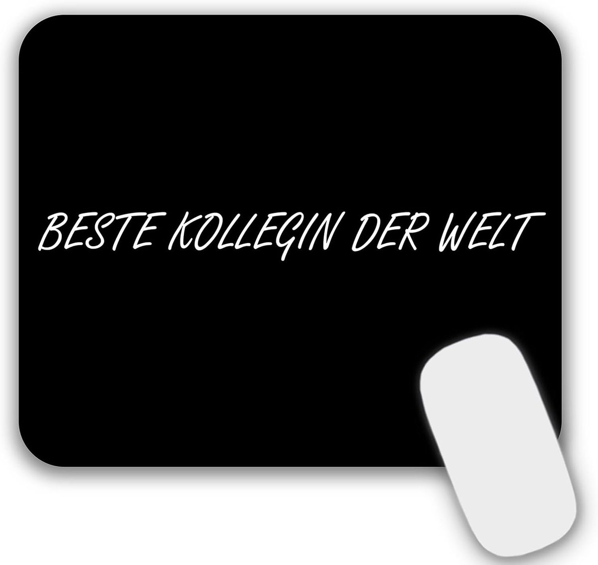 SnelShoppen - Kleine Muismat 24x20 cm Zwart met Tekst - Ultra Gladde Lycra Oppervlak, Antislip Onderkant - Ideaal voor Gaming & Kantoorwerk