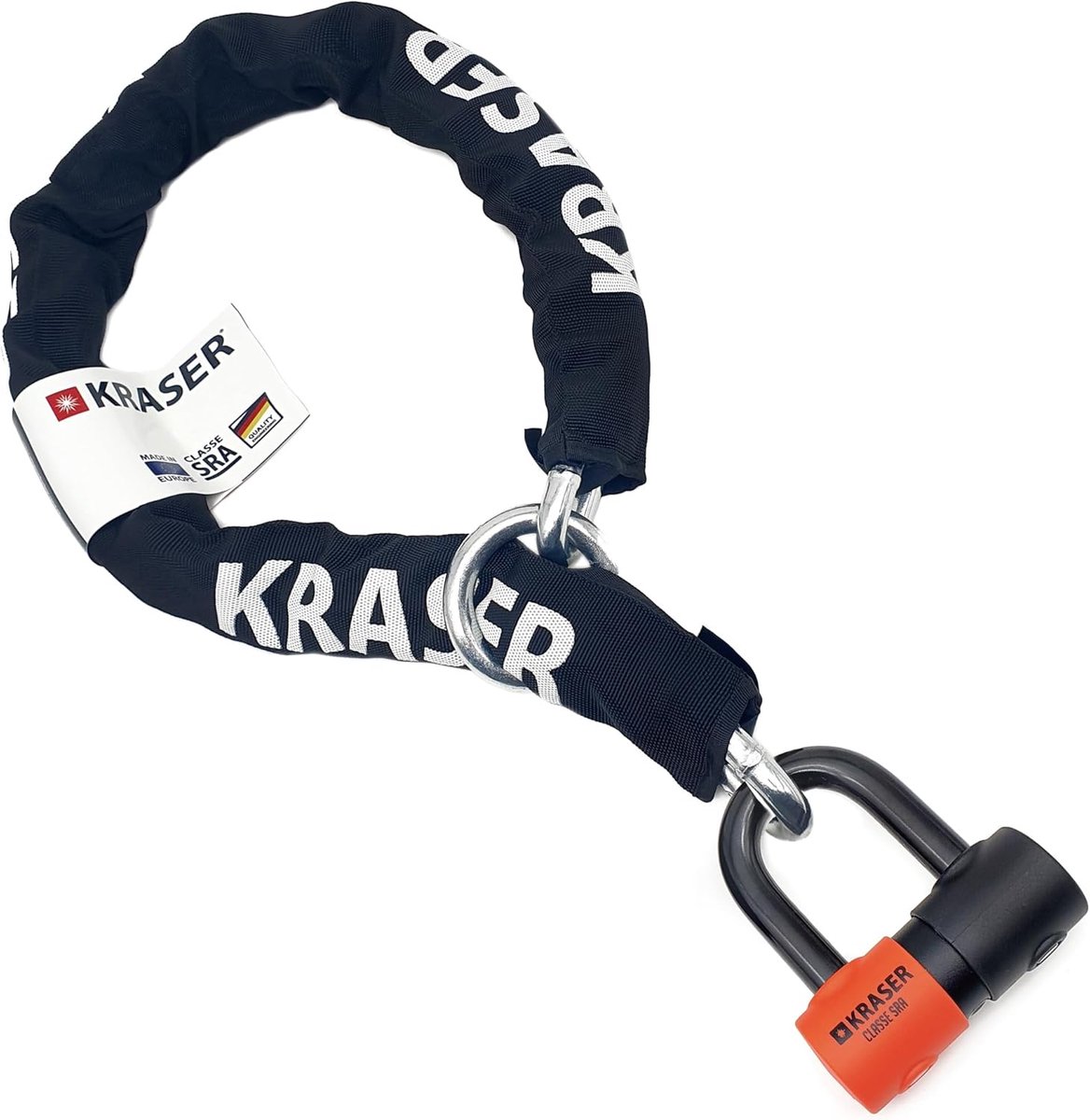 SnelShoppen - Disc Lock Safety Chain Anti-diefstal Hangslot Motorfiets SRA Goedgekeurd Set Mini U 120cm Ø18mm + 13.5mm Ketting Zwart