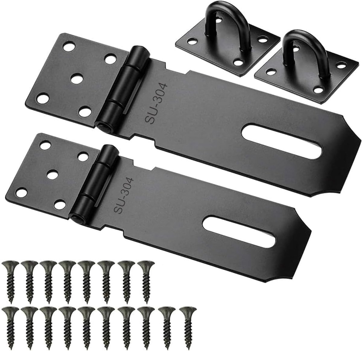 SnelShoppen - 2Pcs Deurslot RVS 15CM Hasp met Schroeven, Padlock, Tuindeurslot, Roestvrijs