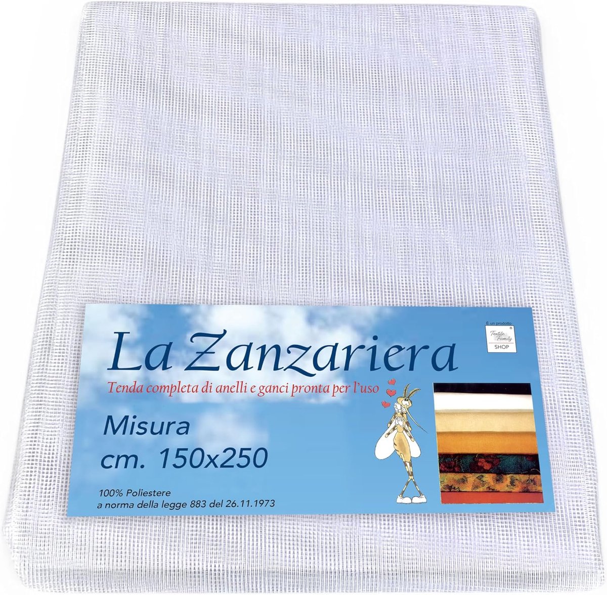 SnelShoppen - Mosquito Net Buiten Tuin Balkon Wit 150 x 250 cm - Vliegengordijn Polyester met Ringen en Haken - Perfect voor Tuin, Camping, Feestjes