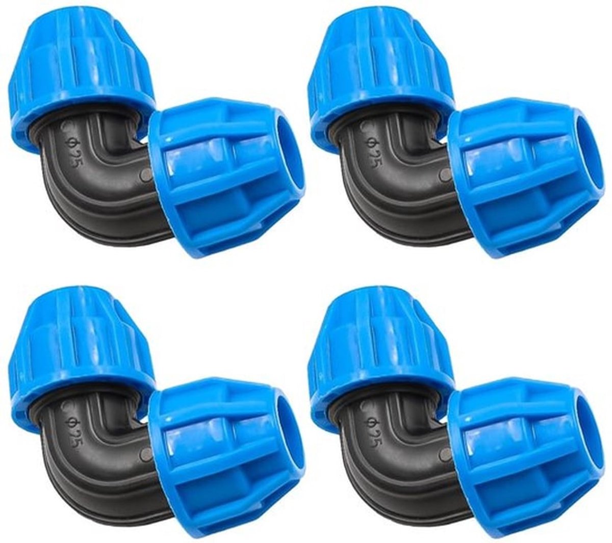 Dailygoods- Slangverbinding 25 mm - 90 Graden Snelkoppelingen - PE Koppeling - Voor Binnen- en Buiteninstallaties - Weerbestendig - Inhoud 4 Stuks - Slangconnector