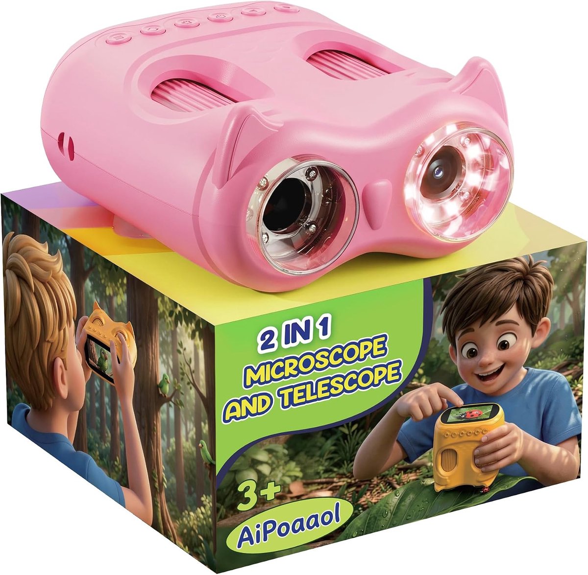 SnelShoppen - 1000X Digitale Microscoop Handheld - 2-in-1 Telescoop en Vergrootglas voor Kinderen - STEM Speelgoed - Verjaardagscadeau voor Jongens en
