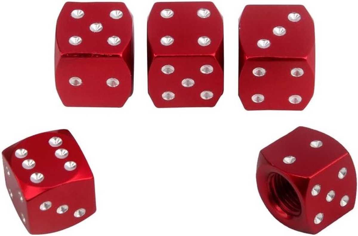 5x Fietsonderdelen Dice Dust Covers voor Aluminium Wiel Ventieldoppen - Rood, Bescherming en Stijl
