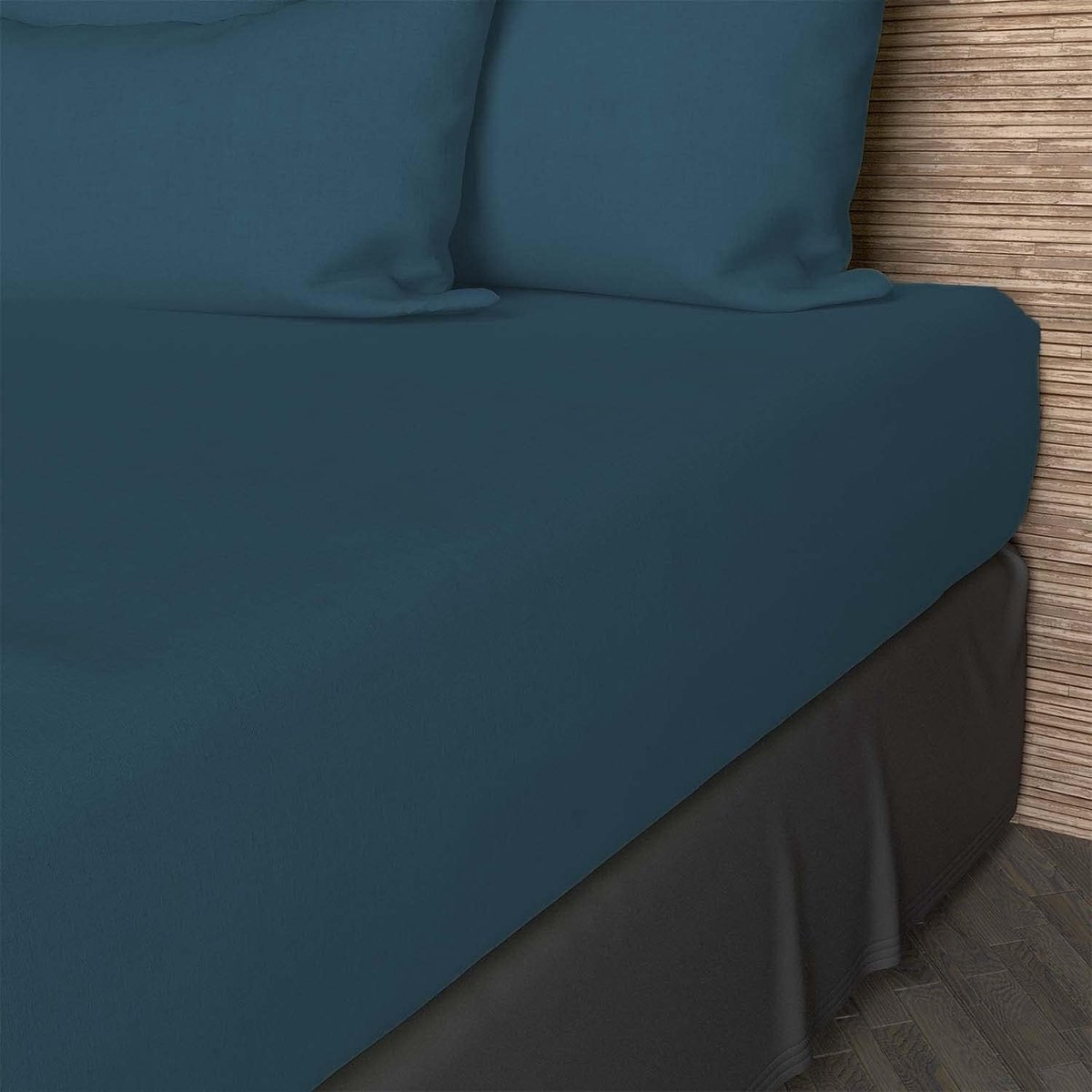 SnelShoppen - Fitted Sheet Katoen 140x200 cm Uni Blauw Duck - 57 Draad Hoeslaken 30 cm Hoog - Perfect voor Bed, Camping en Logies