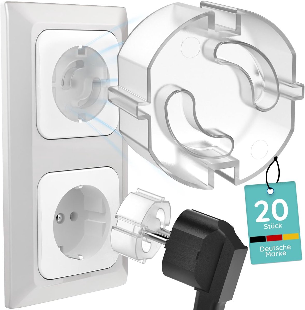 SnelShoppen - 20 Stuks Kind Veiligheidsstopcontacten, Plug Safety voor Baby's en Kinderen, Eenvoudig te Installeren, Geen Lijm Nodig, Ideaal voor Thui