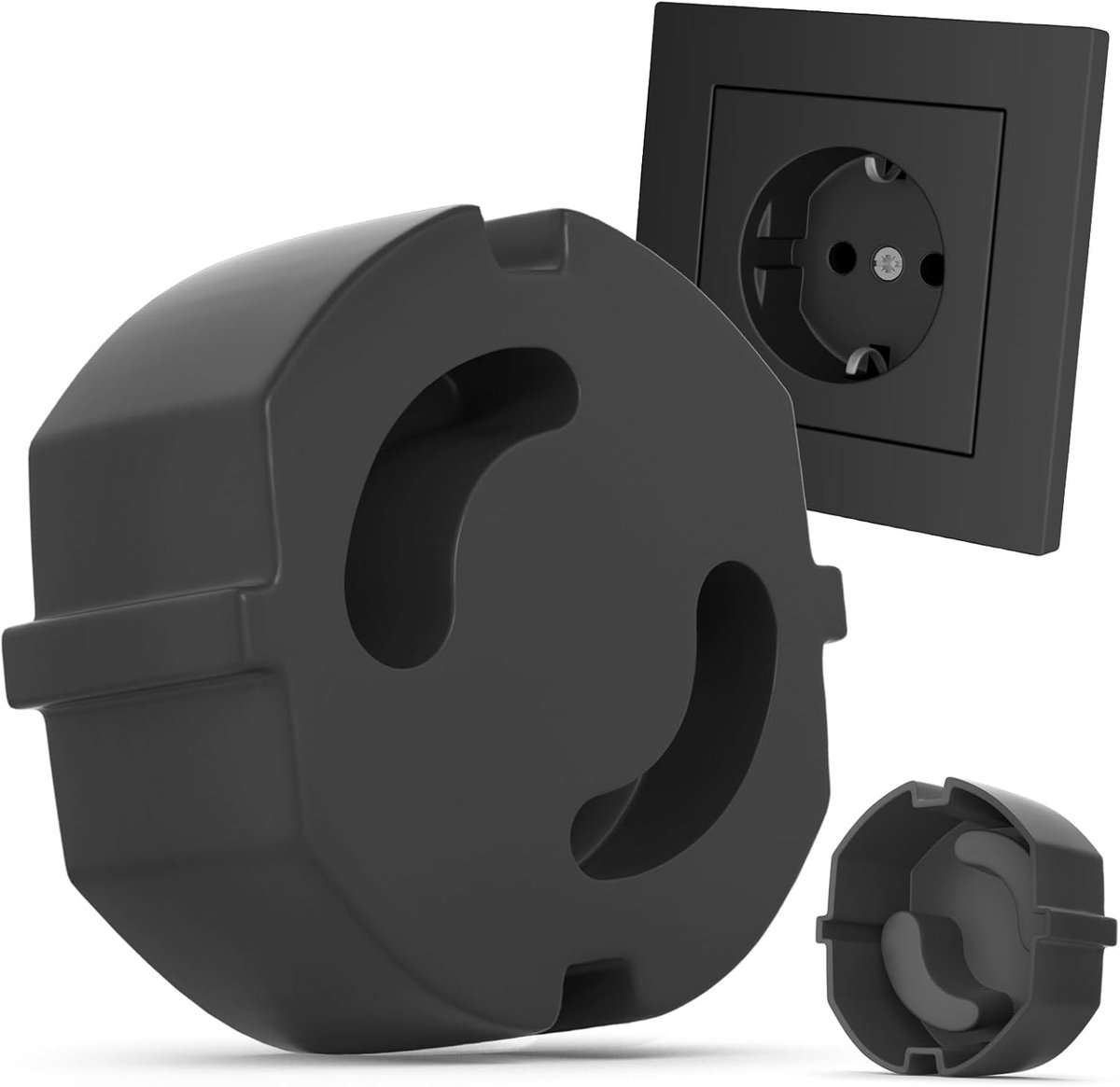 SnelShoppen - 20x Kindveilige Stopcontactbeschermers, Elektrische Schokbescherming, Stekkerdoos Veiligheid, Zonder Lijm, Zwart, Voor Thuisgebruik