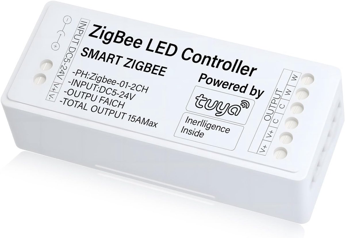 SnelShoppen - Zigbee LED Controller Dimmer Monochrome Cool White Slimme Lichtschakelaar met Stemcontrole, Compatible met Alexa en Google Assistant, Di