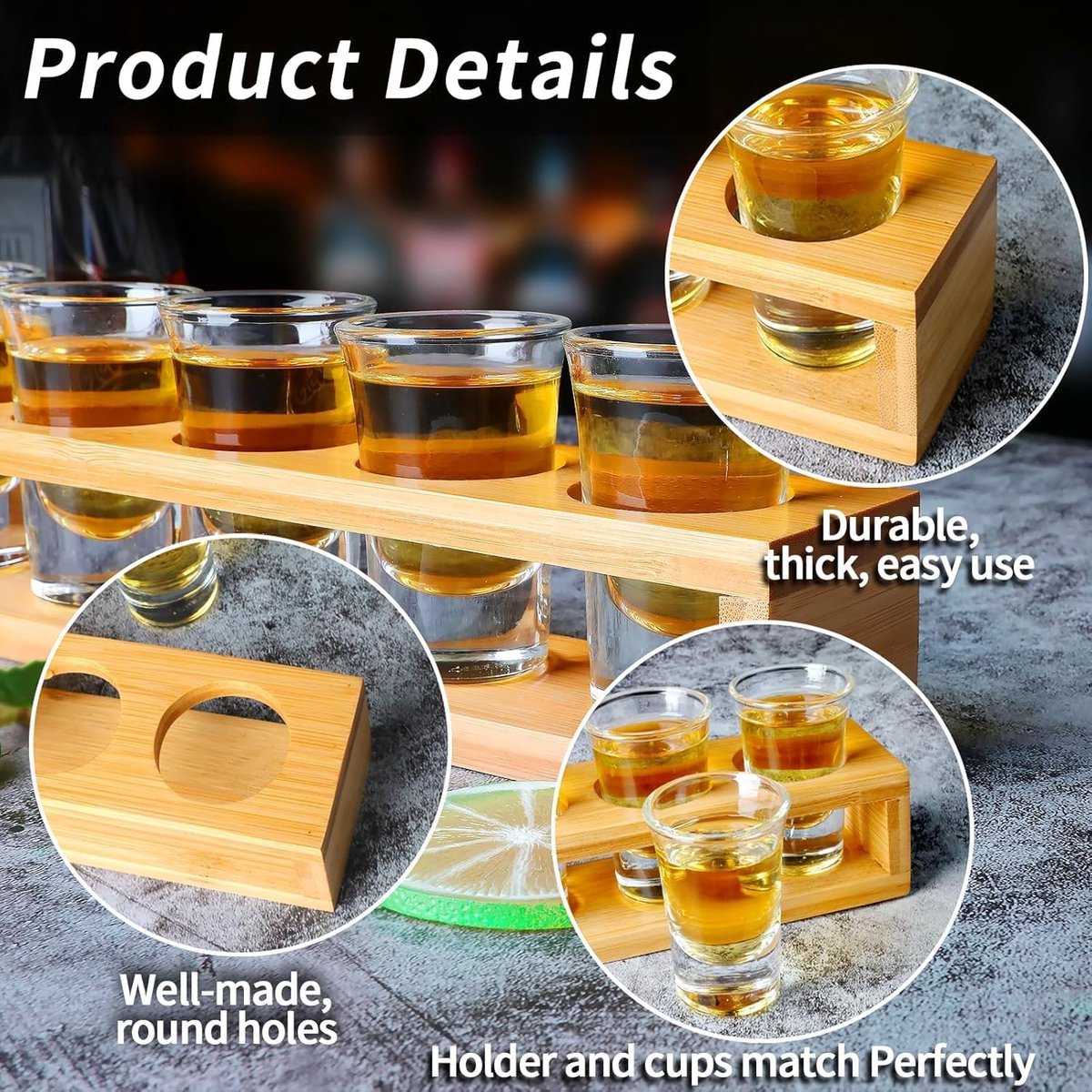SnelShoppen - Shotglazen Set van 6 - 3 cl Kristalheldere Shotglazen met Houder - Perfect voor Feestjes, Barbecues en Thuisgebruik