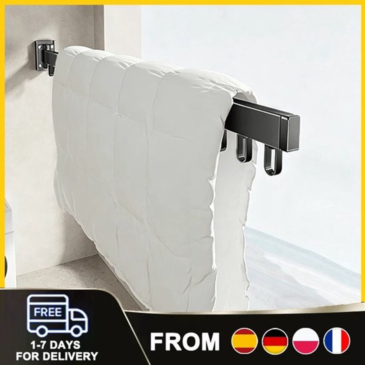 Aan de muur gemonteerd opvouwbaar droogrek, intrekbare kledinghanger, opvouwbare aluminium kleding voor balko