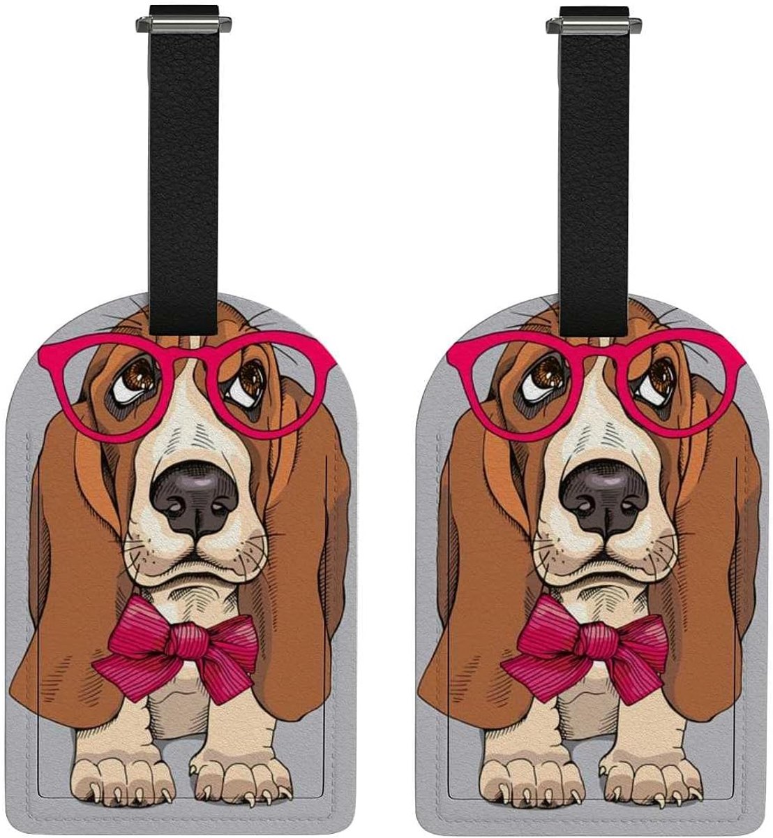 SnelShoppen - Fashion Butterfly Print Puppy Luggage Tags - 2 Stuks Violet Kofferlabels met Privacy Cover en ID Kaart - Duurzaam PU Leer voor Vrouwen e