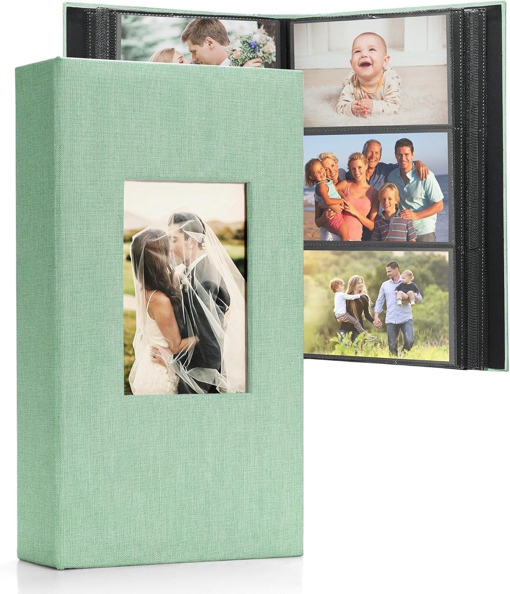 SnelShoppen - Fotoalbum Groot voor 408 Foto's 10x15 cm, Linnen Binding, Aanpasbaar, Ideaal voor Familie, Bruiloft, Reizen en Babyherinneringen, Zwart