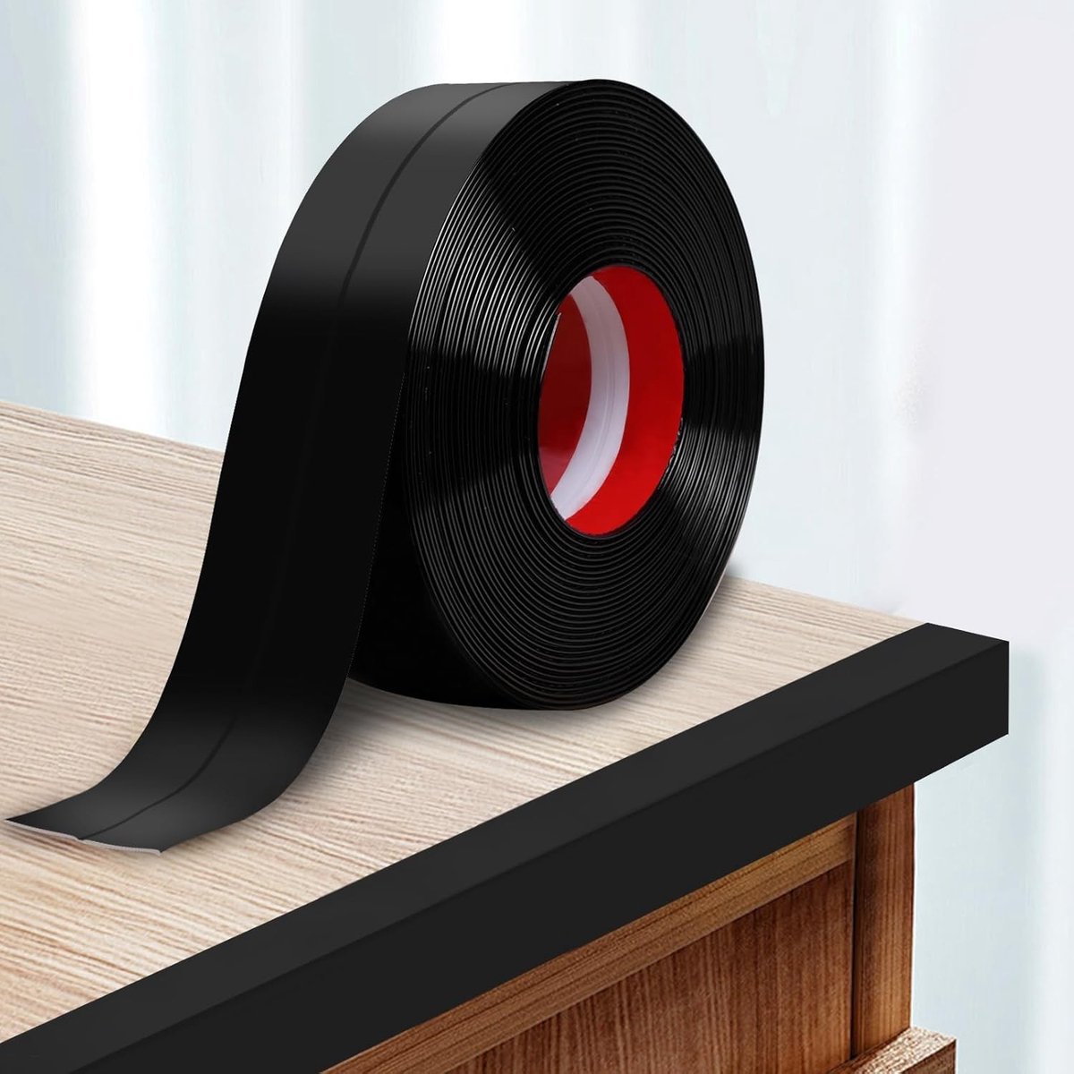 Zelfklevende Hoekbeschermers 6 cm x 13 m - Decoratieve Moulding voor Wanden, Deuren en Tegels - Flexibele Plakstrips voor Hoeken en Plinten (Zwart)