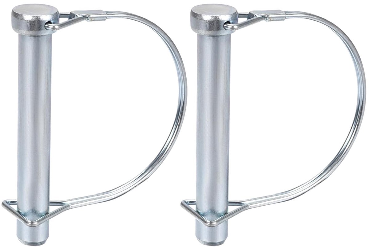 Plug voor het vergrendelen van bomen, 10 mm x 100 mm (D x L), 2 Stuks, Geschikt voor aanhangers, landbouw en tuin, Ronde plug van koolstofstaal, Kleur zilver, Duurzaam en sterk