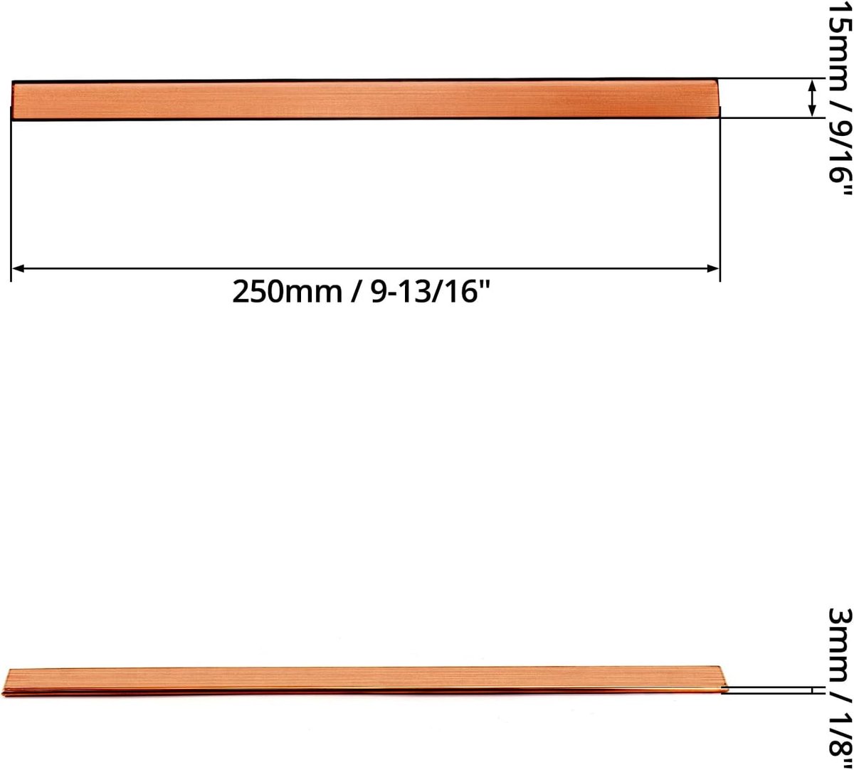 SnelShoppen - T2 Koperen Plaat 3mm x 15mm x 250mm - Hoogwaardige Puriteit, Ductiel en Corrosiebestendig voor Elektrische, Industriële en DIY Projecten