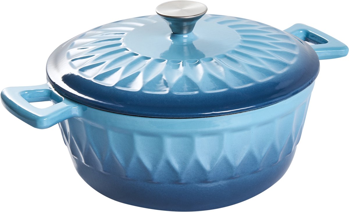 CASTINO - Gietijzeren braadpan - Blauw/Zilver - Gietijzer