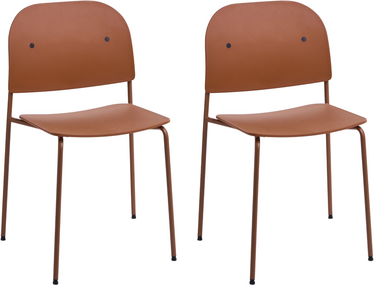 WINDUST - Set van 2 eetkamerstoelen - Oranje - IJzer