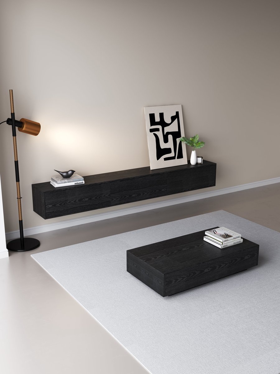 DECOMOR Chic TV Meubel 180cm – Zwart Eiken