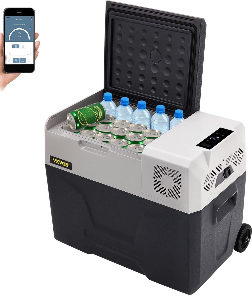 SnelShoppen - VEVOR Autokoelkast 30L Compressor Koelbox Roestvrij Staal Voor Auto en Stopcontact - Ideaal Voor Vakantie, Camping, Tuin en Feesten