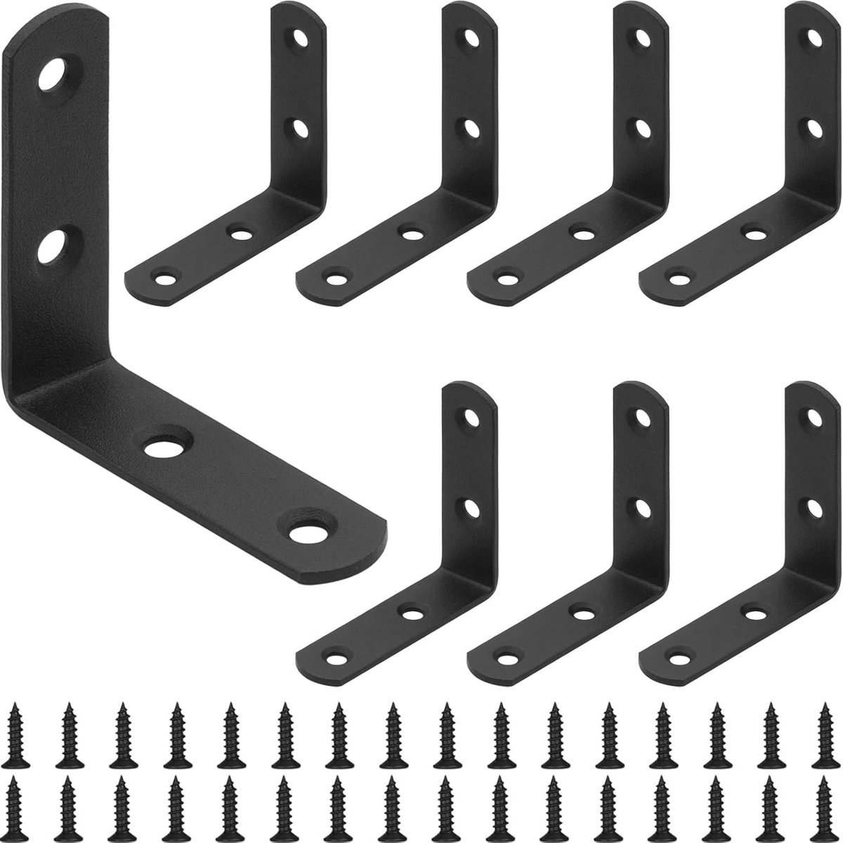 SnelShoppen - 8 Stuks L-vormige Hoekconnectoren - RVS Hoekprofielen 90 Graden - Stalen Verbindingen voor Tafel, Stoel, Boekenkast - 65x65mm
