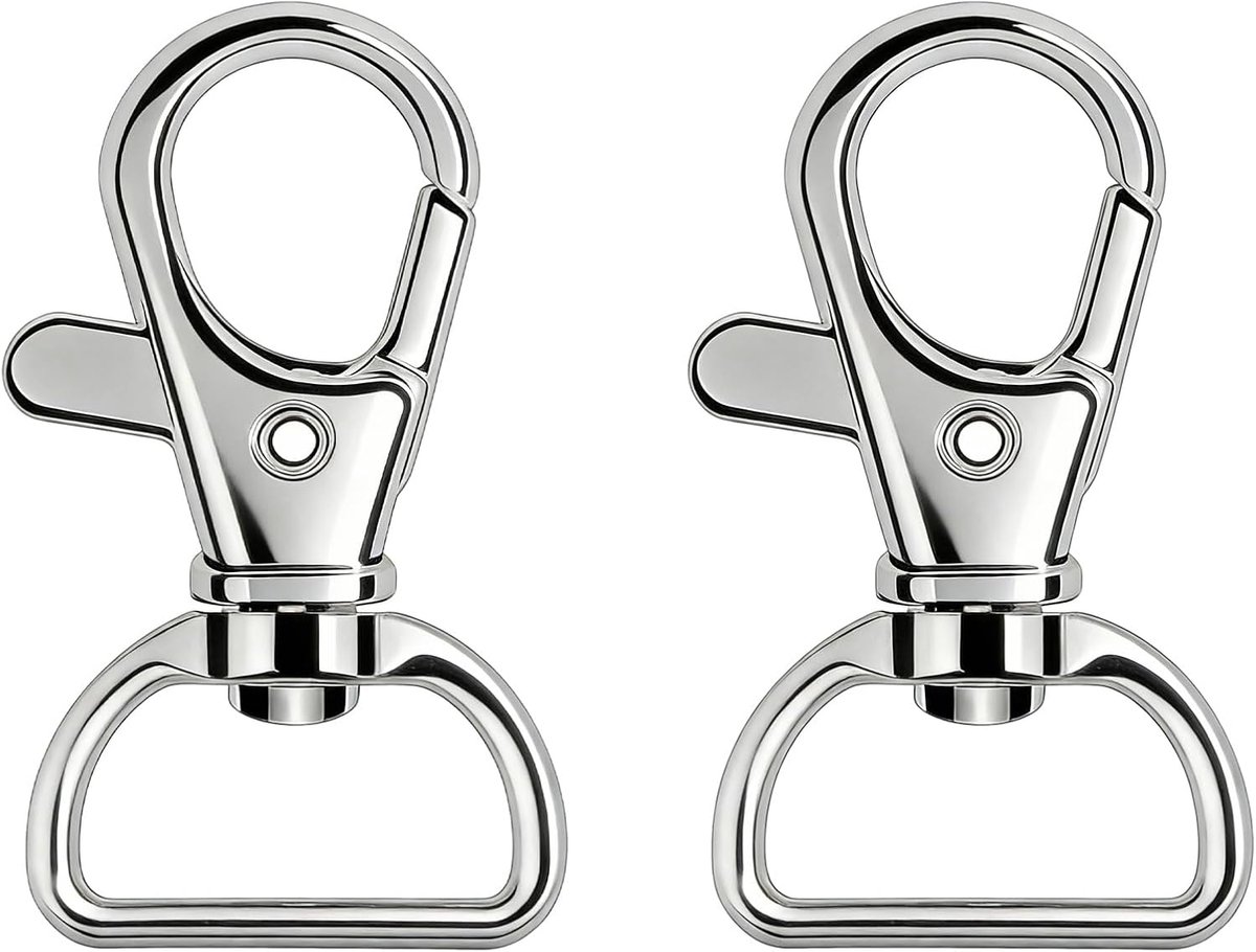 SnelShoppen - Pack van 50 Sleutelhangers, Karabijnhaken, 3.5 cm, 360 Graden Rotatie, D-Ringen, Metaal Sleutelhanger met D-ring voor Tassen, Lanyard Cl