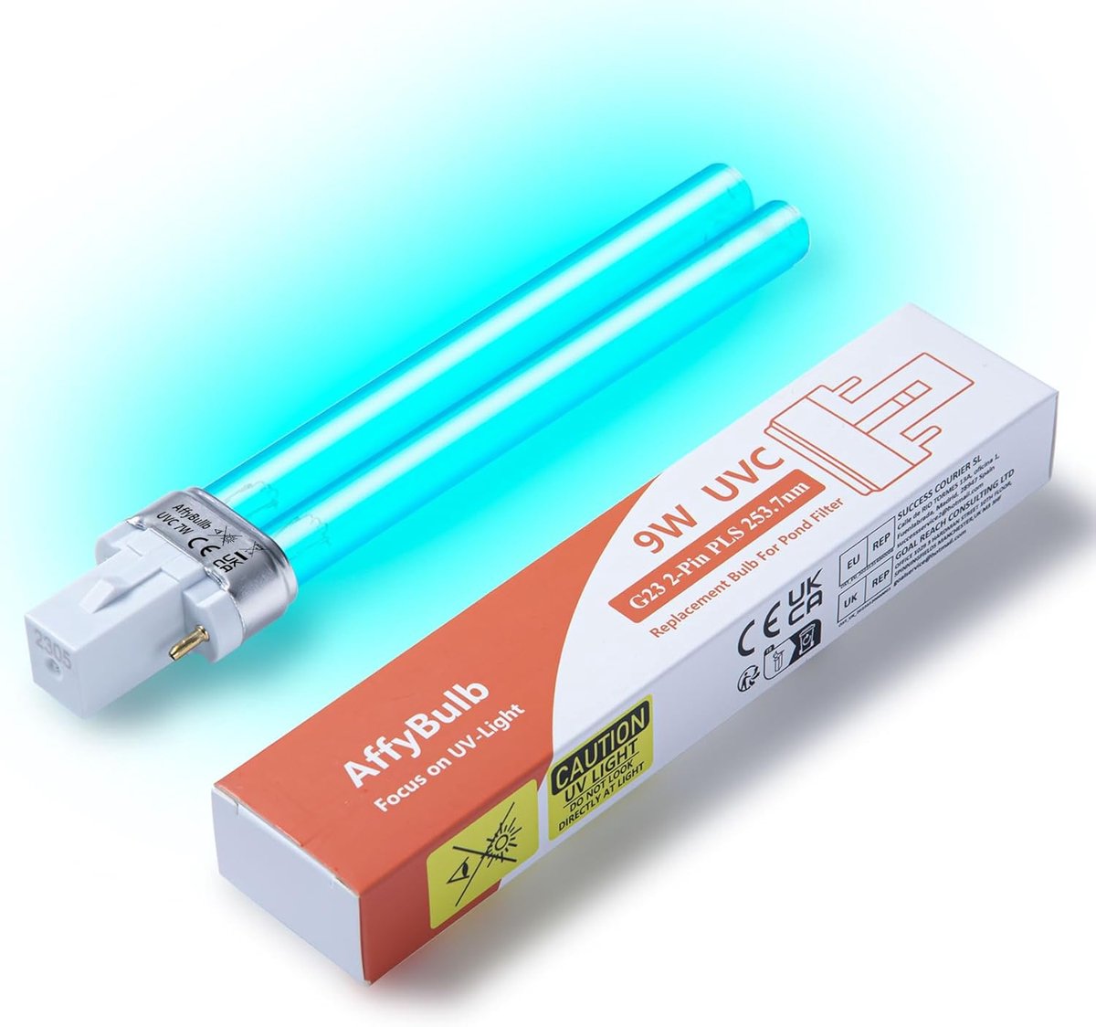 SnelShoppen - 9W G23 PLS UV Vervanglamp voor UVC Vijverfilter, Desinfectie Lamp voor Zwembad, Aquarium en Ziekenhuis - 220~240V Sterke Output