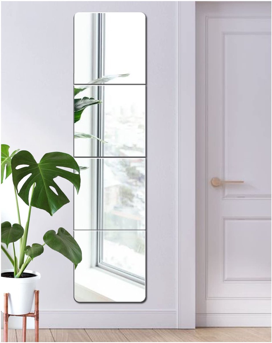 Spiegel van glas HD DIY wandspiegel lange spiegeltegels zelfklevende zelfklevende spiegel zelfklevende spiegel grote muur in keuken, woonkamer en badkamer