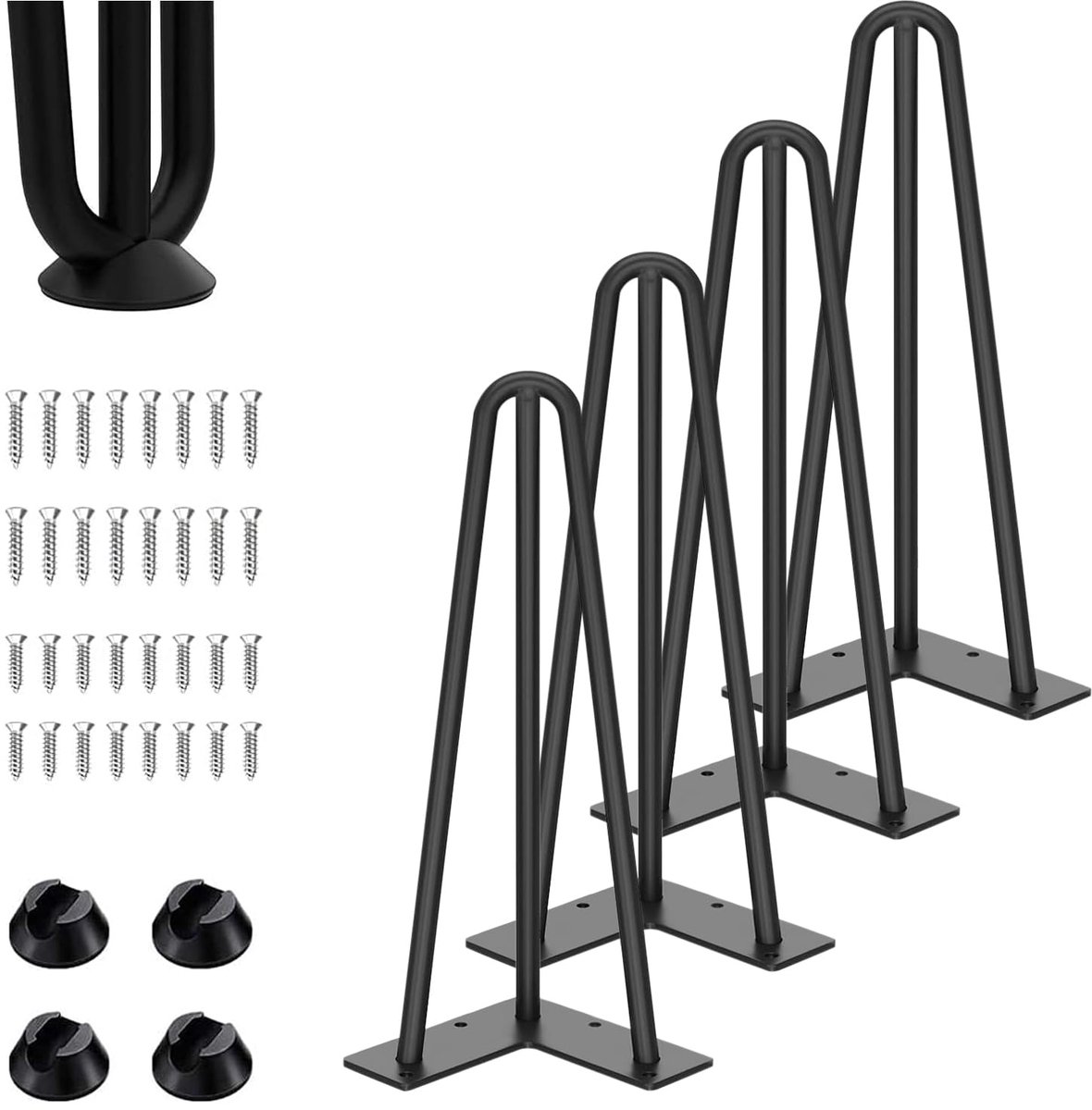 Haarspeld tafelpoten - Metalen meubelpoten - Meubels maken - Stabiele 3-stangen constructie - 35 cm hoogte - Zwart