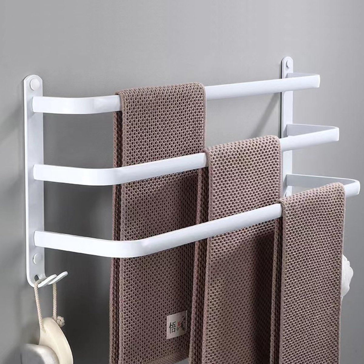 Handdoekhouder zwart zonder boren, badkameraccessoires, 80 cm handdoekstang