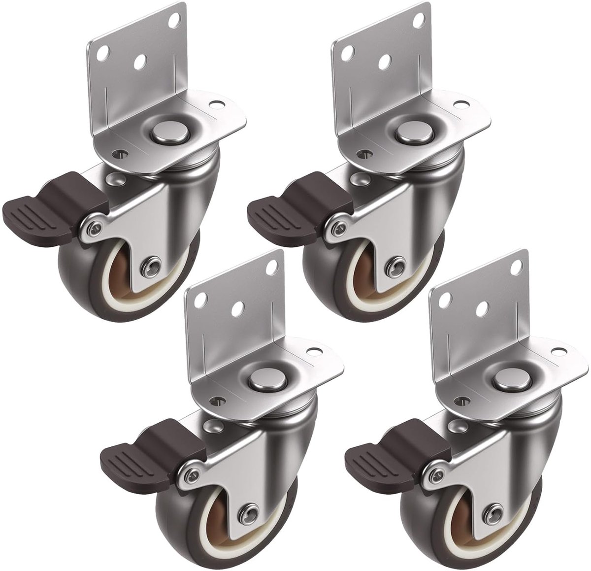 4 stuks meubelwielen met rem, 360° zware zwenkwielen met rem 50 mm, meubelrollen, meubelwielen, zwenkwielen zware wielen transportwielen voor meubels tafel rek, belastbaar tot 120 kg