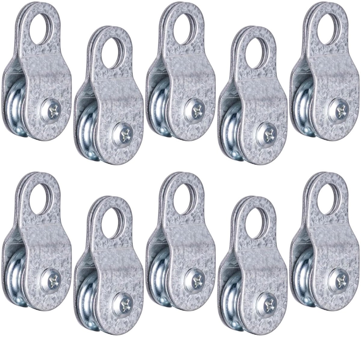 Katrol met 2 kogellagers, katrollen voor 6 mm staalkabel, draagkracht 32 kg, 10 stuks