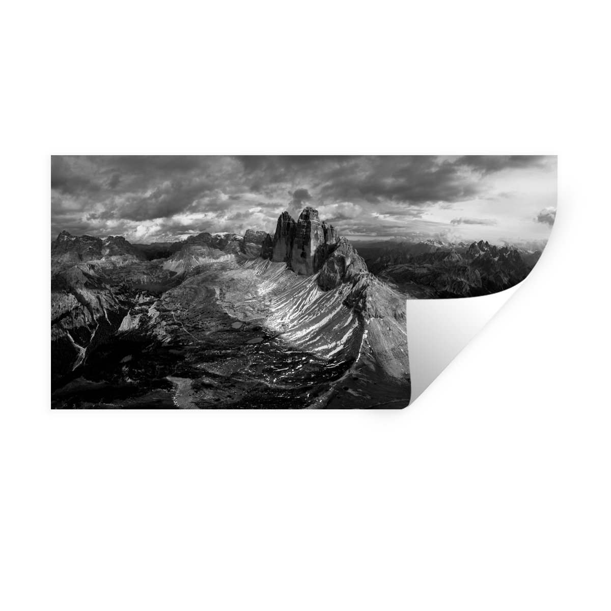 Muurstickers - Sticker Folie - Alpen bij zonsondergang - zwart wit - 160x80 cm - Plakfolie
