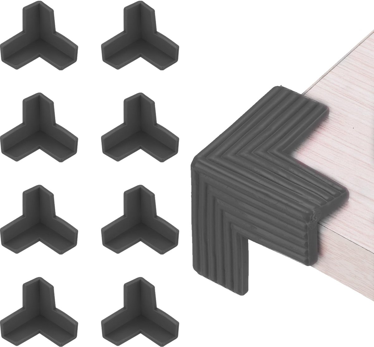 Hoekbeschermers voor randbescherming en randbescherming voor meubels, veiligheidsbescherming voor tafelranden en scherpe hoeken (3D-vorm, zwart)