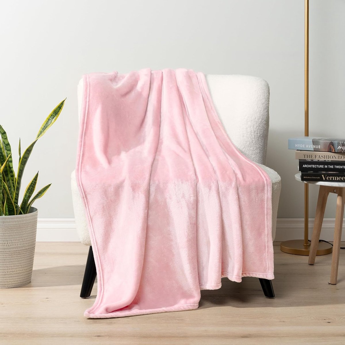 Lichtroze fleece deken voor bank, roze zachte donzige flanellen plaid voor bank, luxe pluche microvezel beddeken, gezellige decoratieve fluwelen geschenkdeken, 50x60 cm