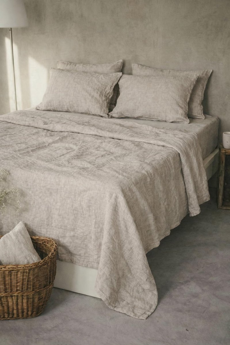 lakens zonder elastiek, 100% stonewashed linnen, ademend, zonder kussenslopen