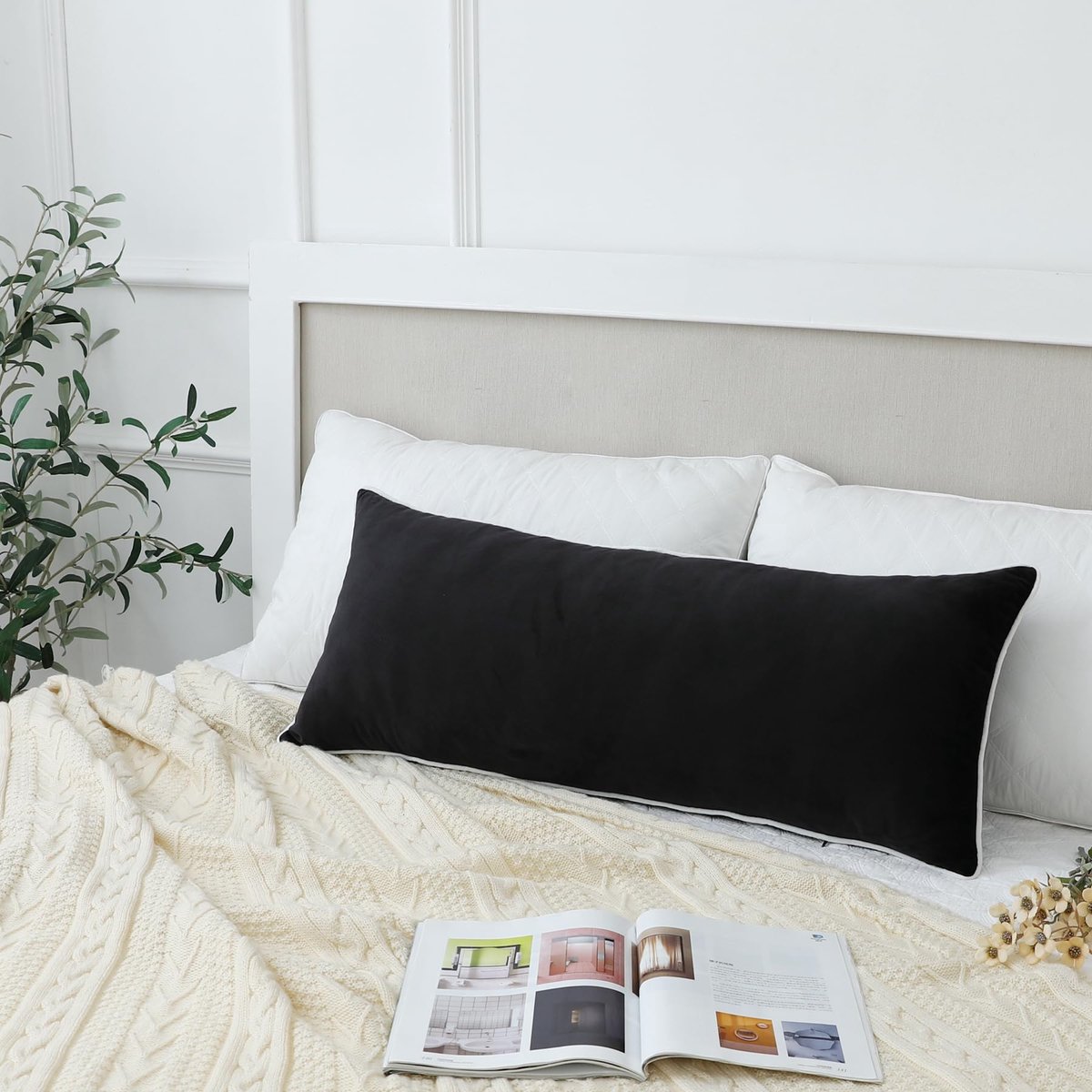 Decoratieve lumbale sierkussenhoes 14x36 zwart fluwelen kussenhoezen moderne minimalistische stijl effen decoratieve witte touwrand zachte vierkante kussenslopen voor bank slaapkamer feest