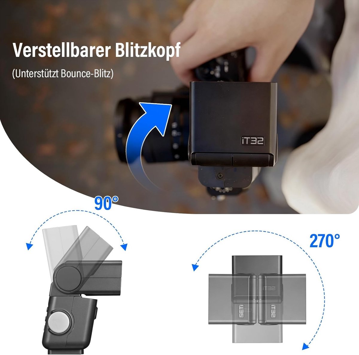 TTL Mini Flash voor Sony camera's met flitser diffuser, HSS, 2.4GHz X-systeem en geïntegreerde reflector
