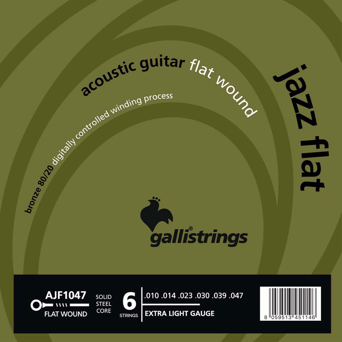 Galli AJF1047 Flat Bronze 80/20 Flatwound Akoestische Gitaarsnaren (10-47) Extra Light