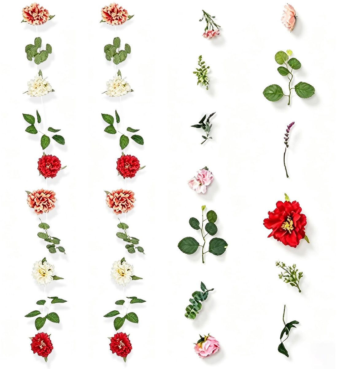 2 stuks, slinger, stoffen bloemen om op te hangen, wilde bloemen, decoratieve slingers voor huis, tuin, deurgordijn, bogen, bruiloften, feesten