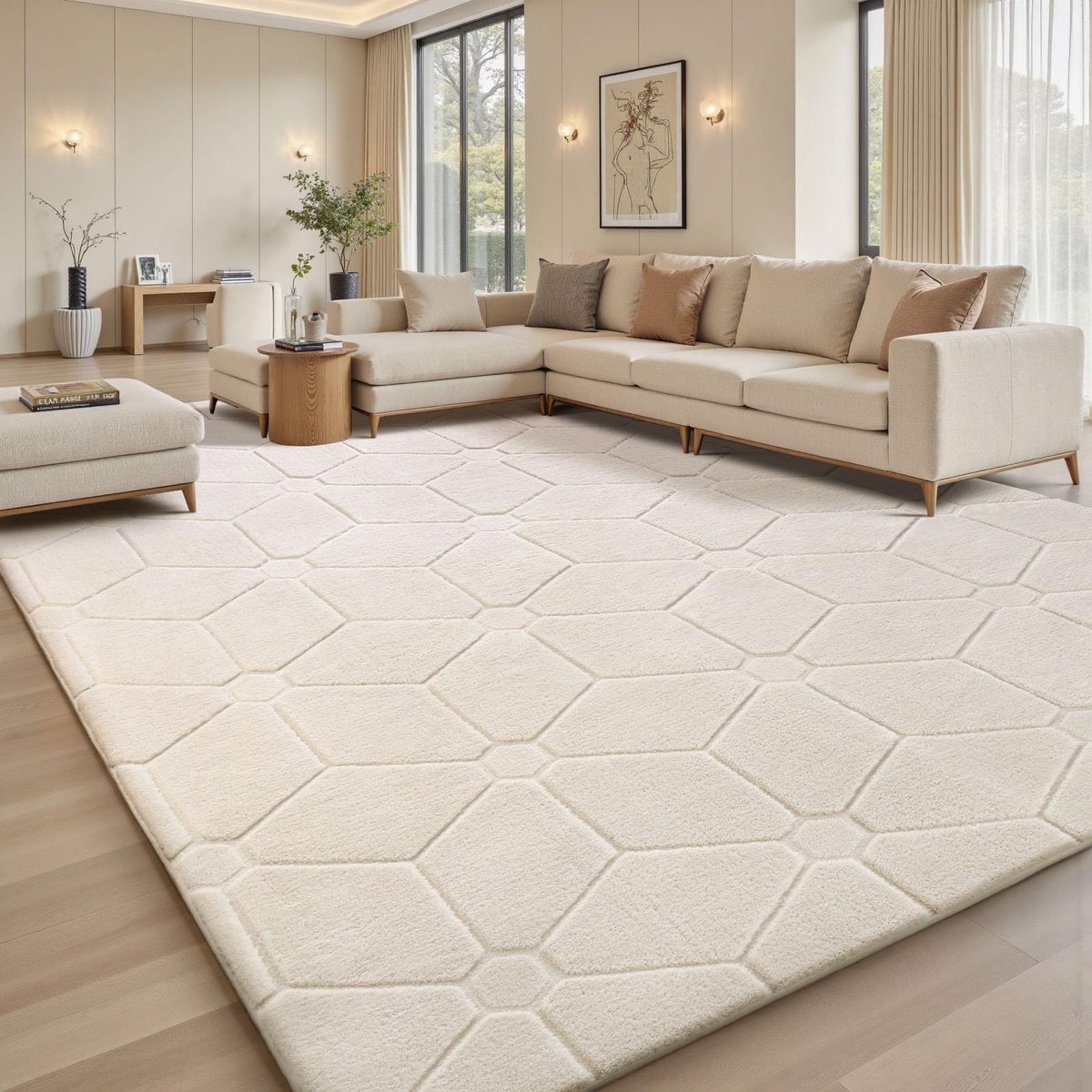 Vloerkleed voor de woonkamer, wasbaar tapijt, kinderkamer, pluizige tapijten, slaapkamertapijt, laagpolig pluizig antislipmat kinderkamer tapijten